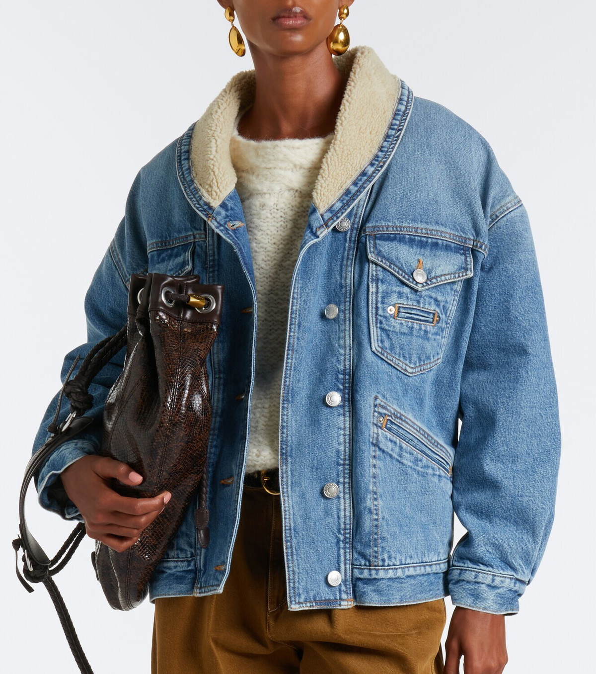 Isabel Marant Pimia fleece-trimmed denim jacket