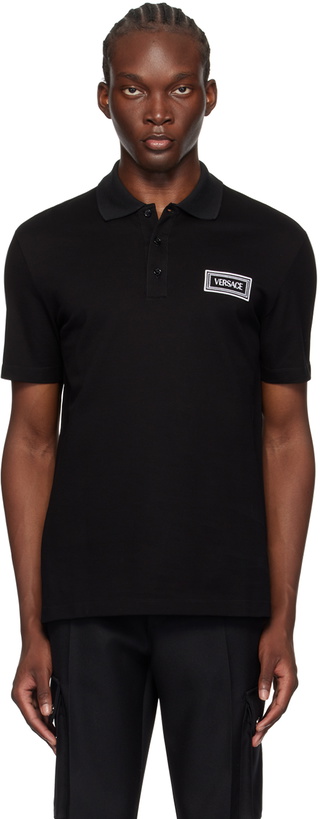 Photo: Versace Black Embroidered Logo Polo