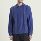 Palmes Men's Lace Long Sleeve Zip Polo in Blue