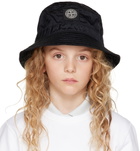 Stone Island Junior Kids Black Logo Bucket Hat