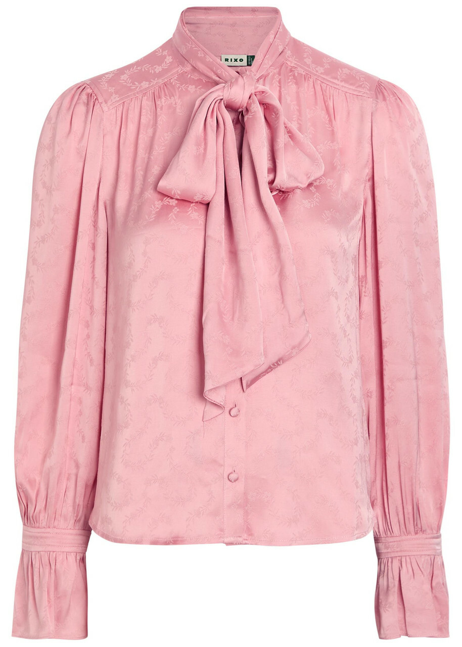 Rixo Evanora Floral-jacquard Satin Blouse Pink