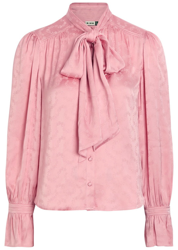 Photo: Rixo Evanora Floral-jacquard Satin Blouse Pink