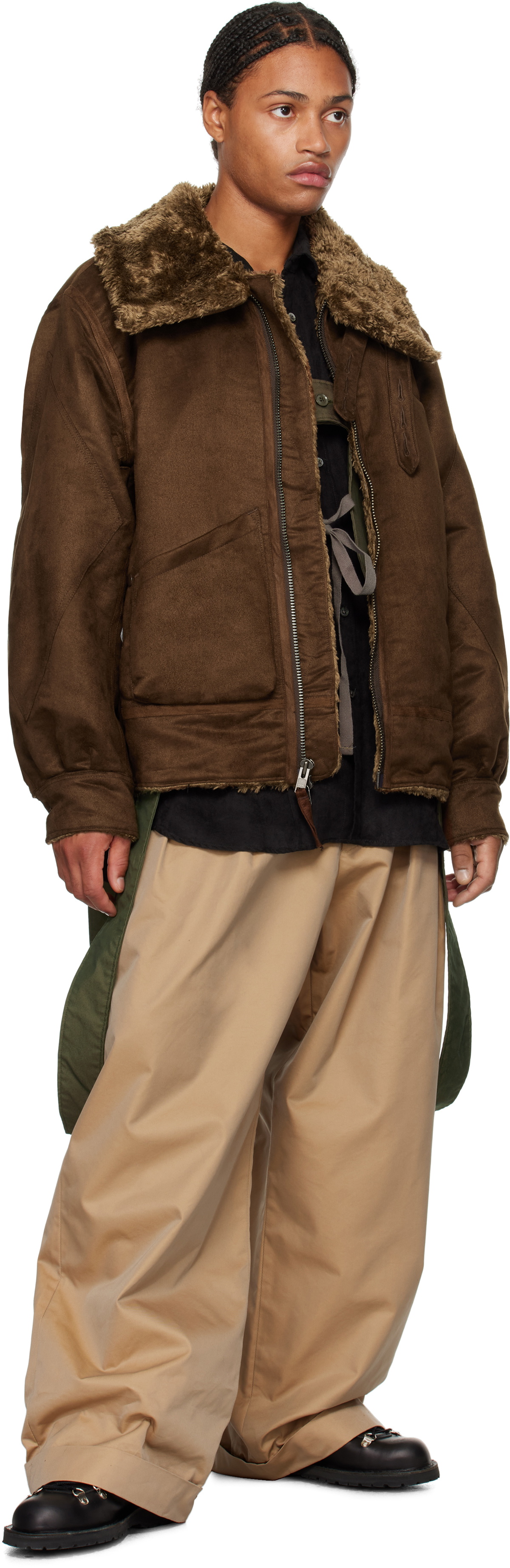 Engineered Garments Brown B3 Faux-Suede Bomber Jacket