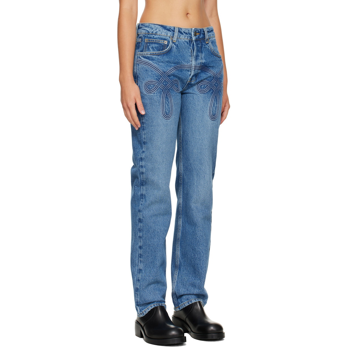 Stefan Cooke Blue Braided Jeans