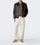 Santoni Victory suede slip-on shoes