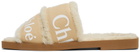 Chloé Beige Shearling Woody Flat Mules