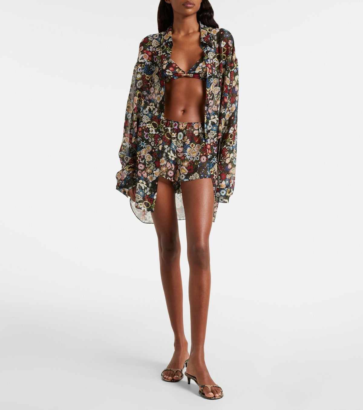 Khaite Talita floral silk bra top