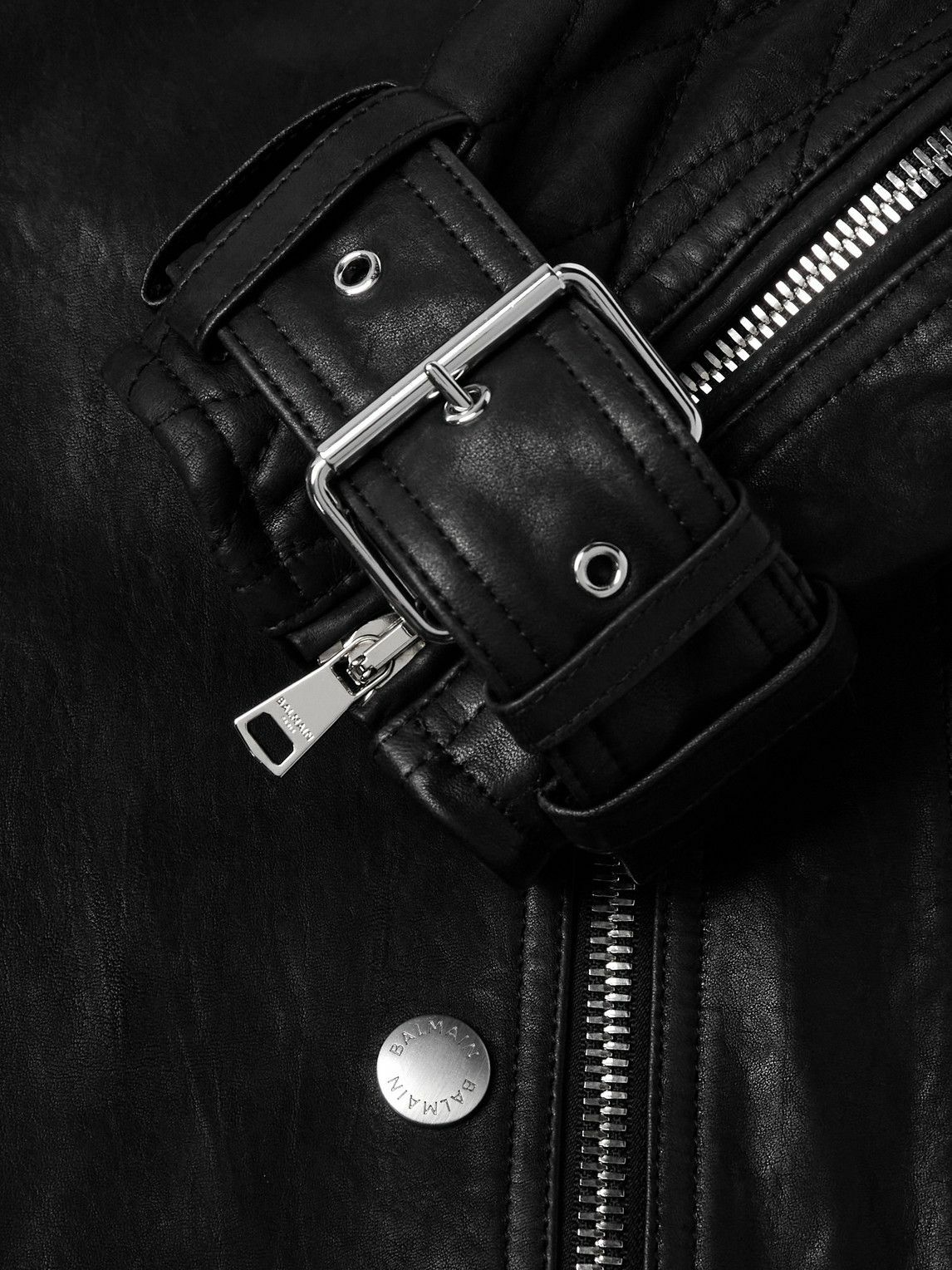 Balmain - Quilted Leather Jacket - Black