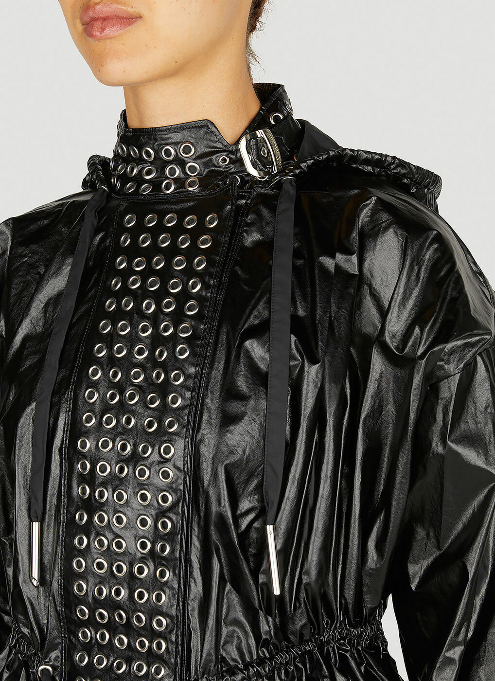 Paco Rabanne Eyelet Biker Jacket In Black Paco Rabanne