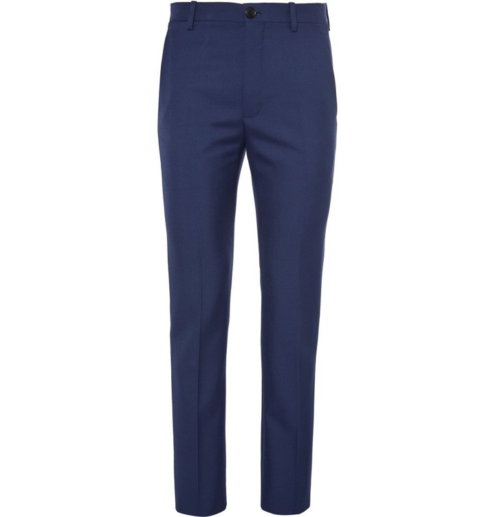 Photo: Balenciaga - Slim-Fit Virgin Wool-Blend Twill Trousers - Men - Navy