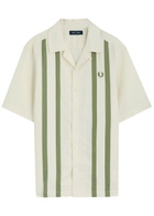 Fred Perry Striped Logo-embroidered Woven Shirt Cream