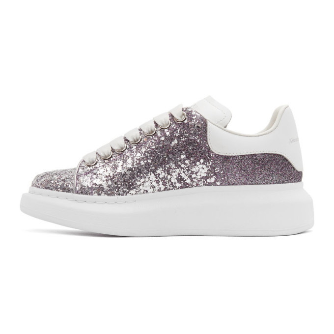 Alexander McQueen Black And Silver Glitter Oversized Sneakers for