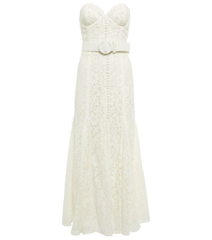 Photo: Costarellos Sharie belted lace bustier gown