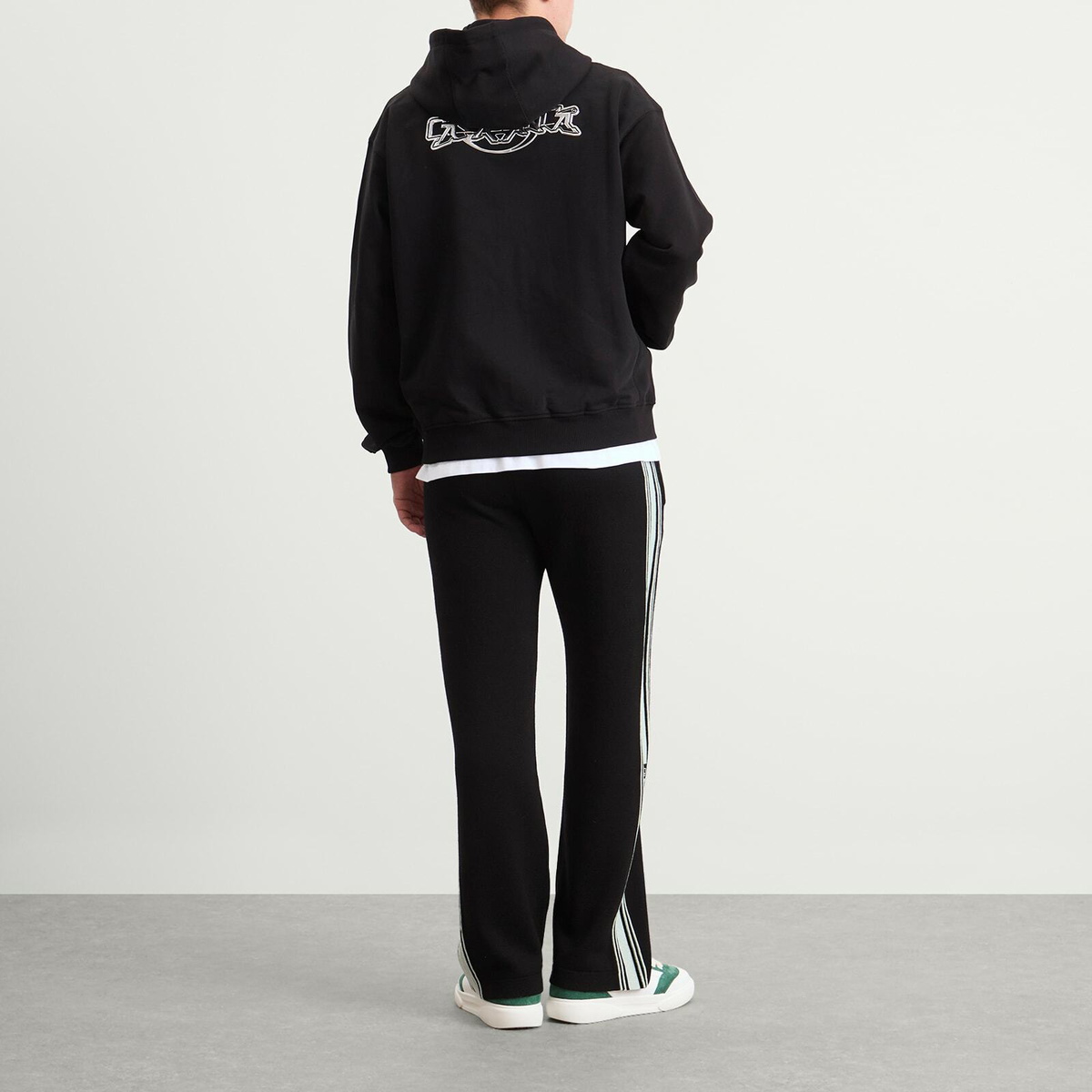 Casablanca Men's Loopback Casa Chrome Full Zip Hoodie in Black