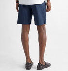 DOLCE & GABBANA - Pleated Stretch-Cotton Gabardine Bermuda Shorts - Blue