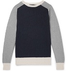 Howlin' - Colour-Block Lambswool and Cotton-Blend Sweater - Navy