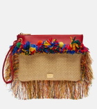 Dolce&Gabbana Fringed woven leather-trimmed pouch