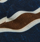 Kiton - 8cm Striped Mélange Cotton Tie - Blue
