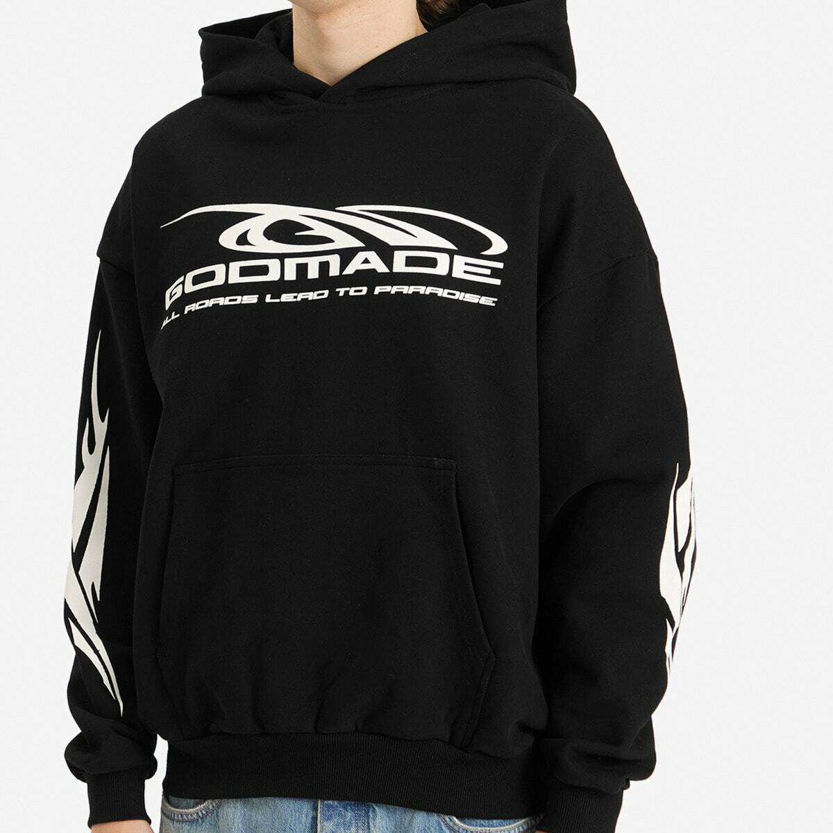 God Made Men's Road To Paradise Hoodie in Washed Black