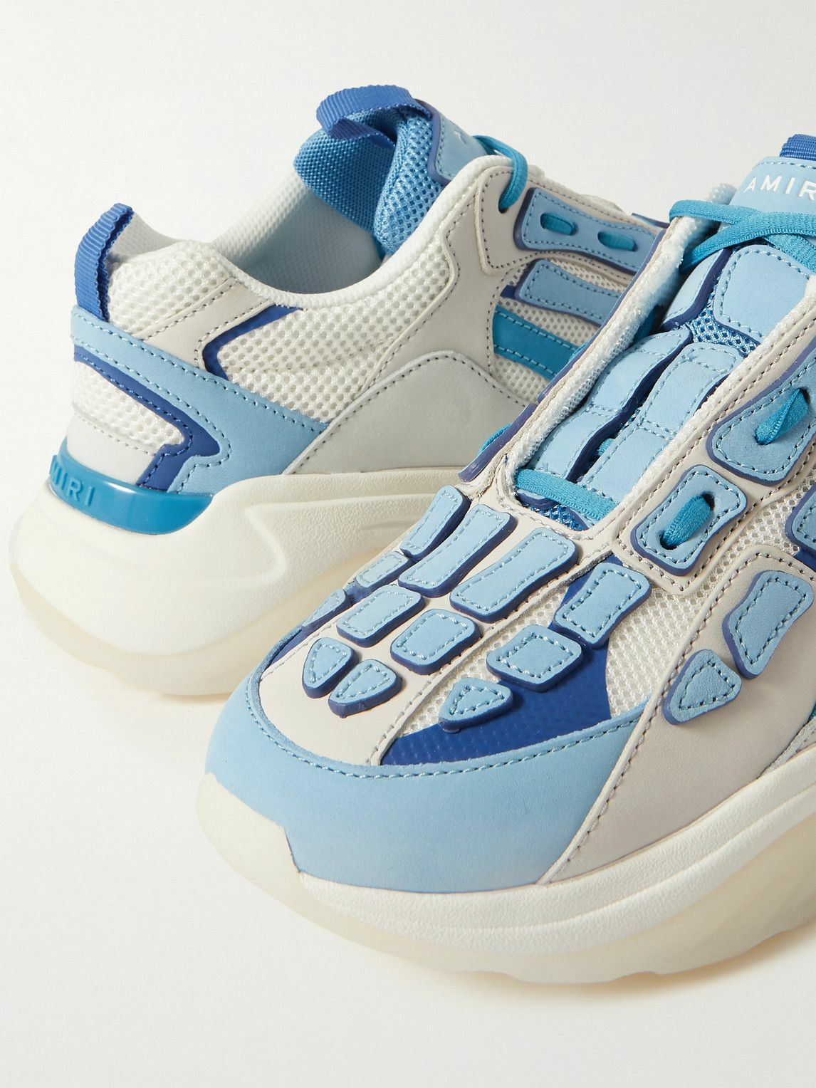 AMIRI - Bone Runner Leather-Trimmed Mesh Sneakers - Blue Amiri