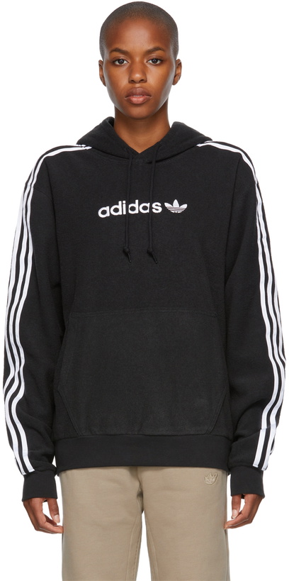 Photo: adidas Originals Black Comfort 3-Stripes Hoodie