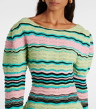 Susan Fang Striped puff-sleeve midi dress