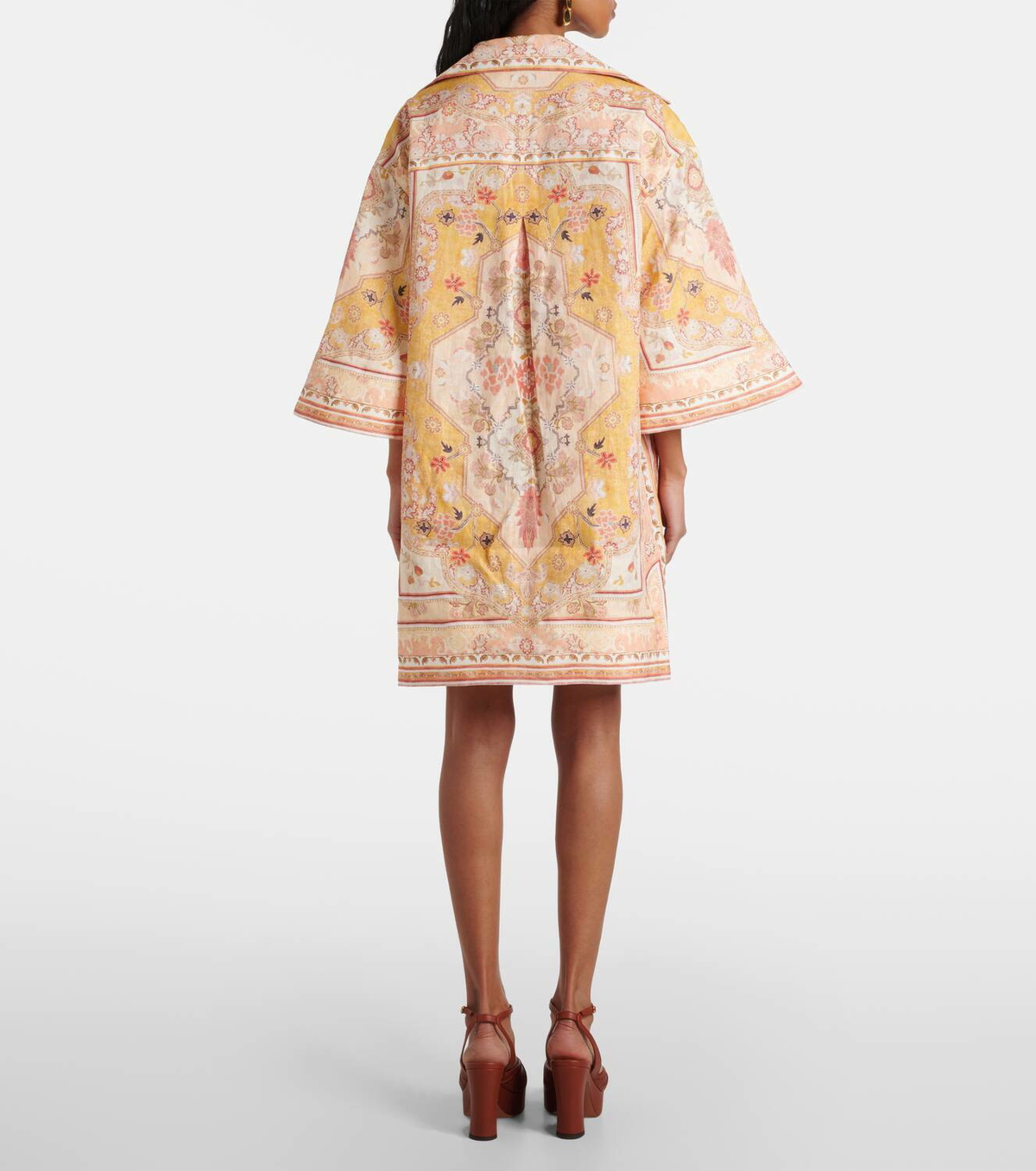 ZIMMERMANN ジマーマン ワンピース Wylie printed linen 998176 Wylie belted printed linen midi dress | NET-A-PORTER