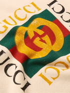 GUCCI - Logo-Print Cotton-Jersey Hoodie - Neutrals