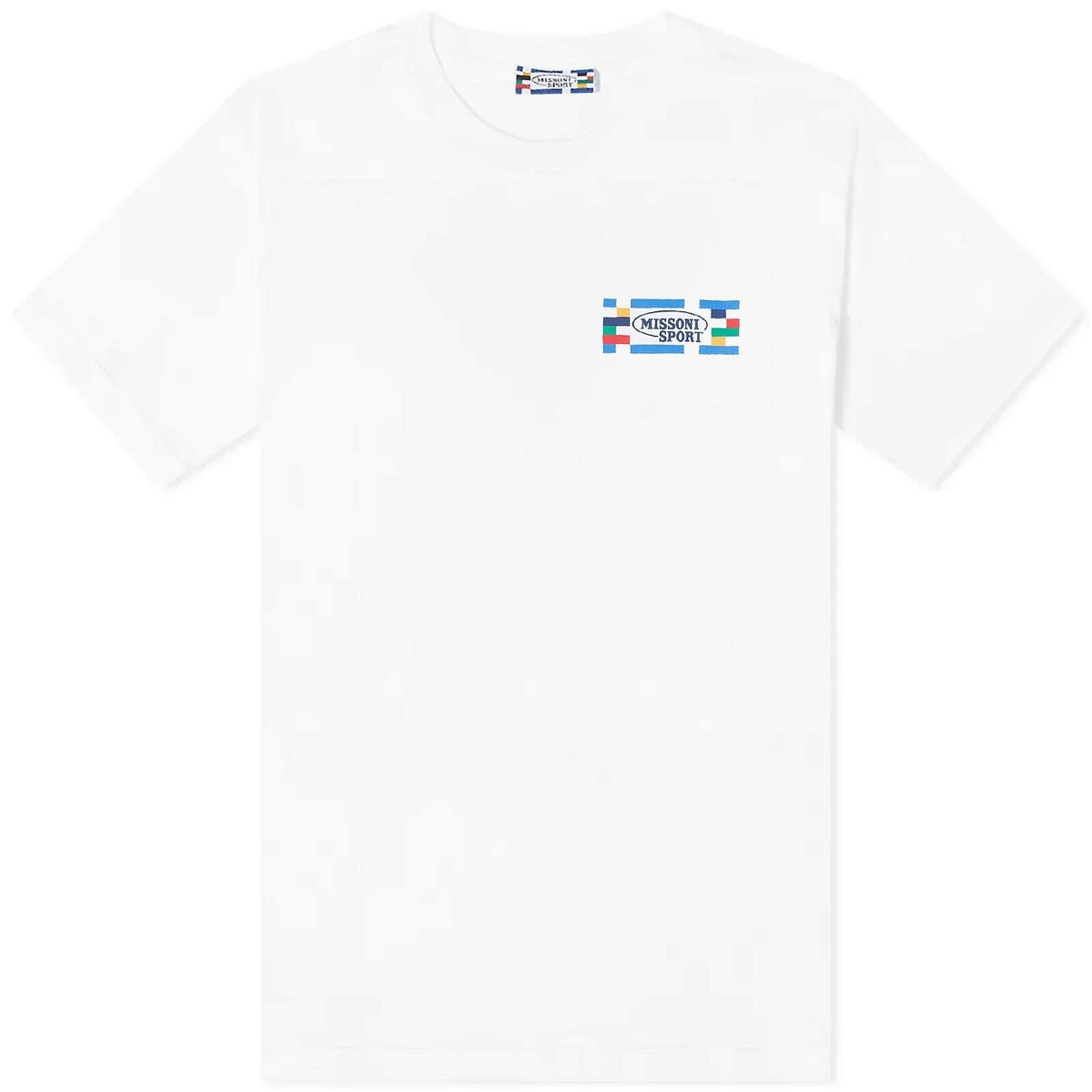 Missoni Men's Sport Small Logo T-Shirt in White/Multicolour Heritage ...