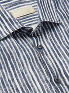 120% - Striped Linen Shirt - Blue