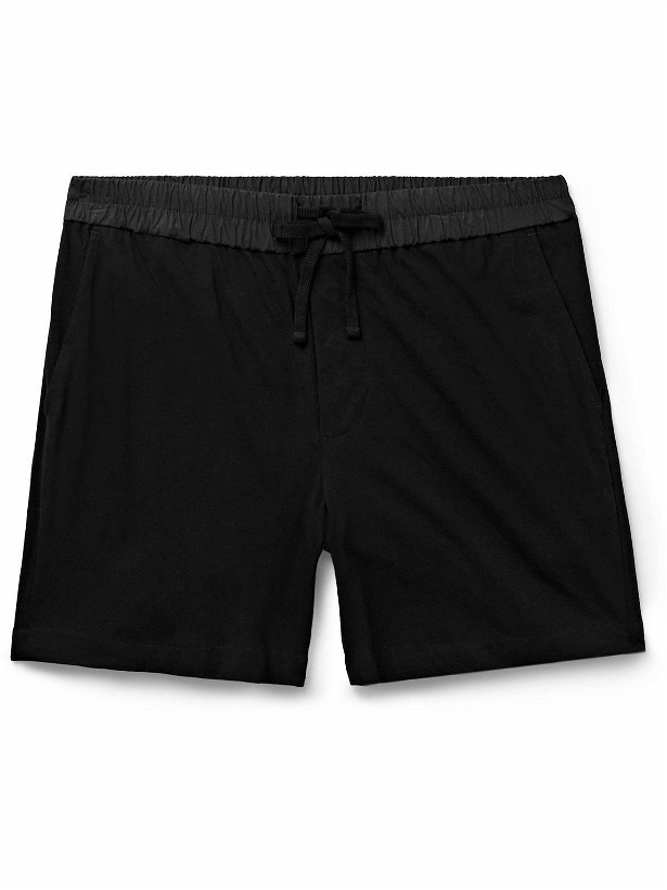 Photo: James Perse - Slim-Fit Poplin-Trimmed Cotton-Jersey Drawstring Shorts - Black
