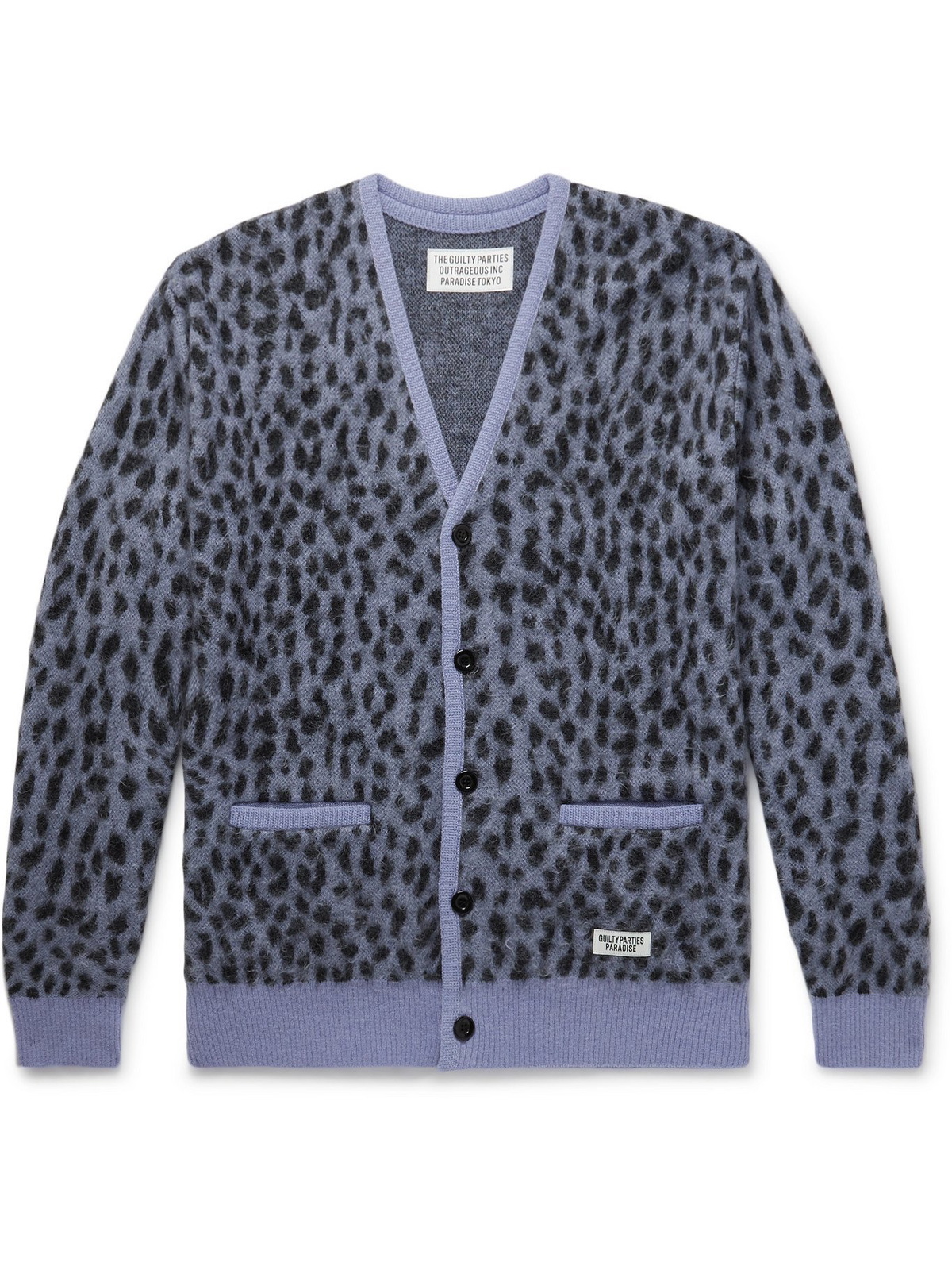 WACKO MARIA - Leopard Jacquard-Knit Cardigan - Purple - L Wacko Maria