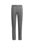 INCOTEX - Slim-Fit Pleated Stretch-Wool Tweed Trousers - Gray