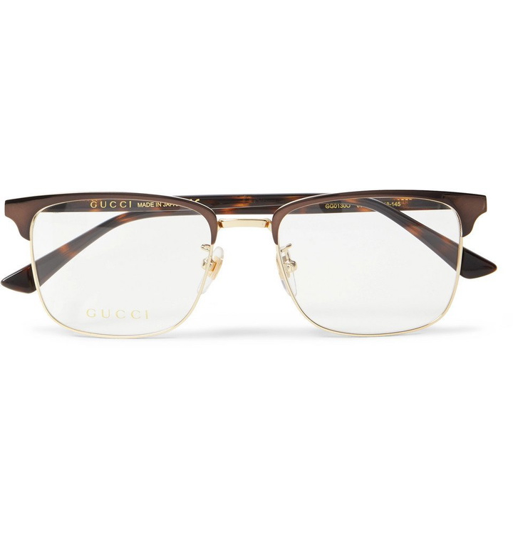 Photo: Gucci - Square-Frame Tortoiseshell Acetate and Gold-Tone Optical Glasses - Men - Brown