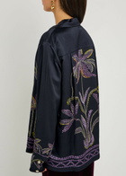 Forte_forte Printed Satin Shirt Navy