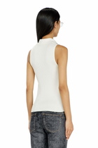 Diesel Sleeveless rib-knit polo top in silk blend - T-Shirts Womens in White