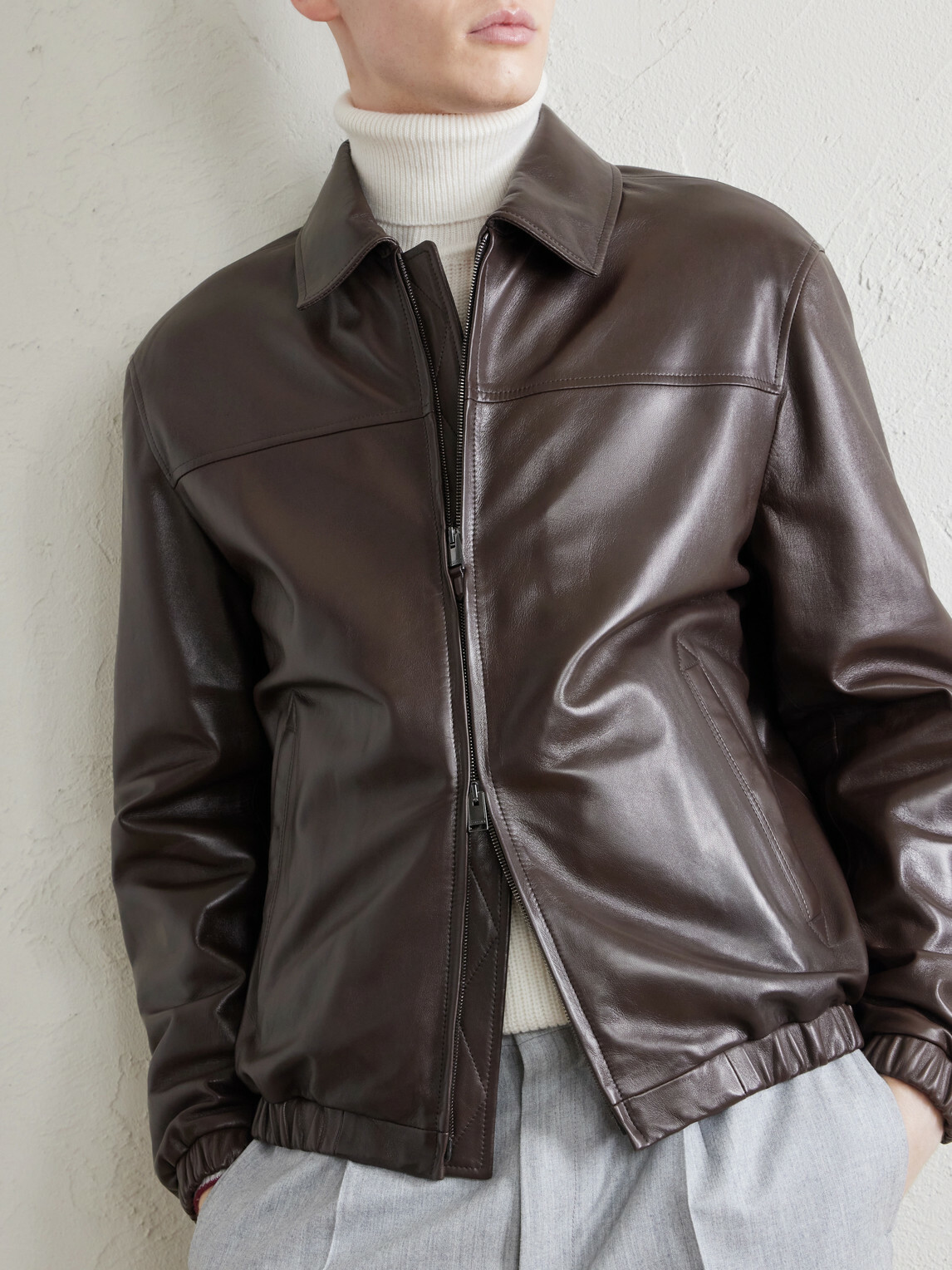 Canali - Leather Jacket - Brown