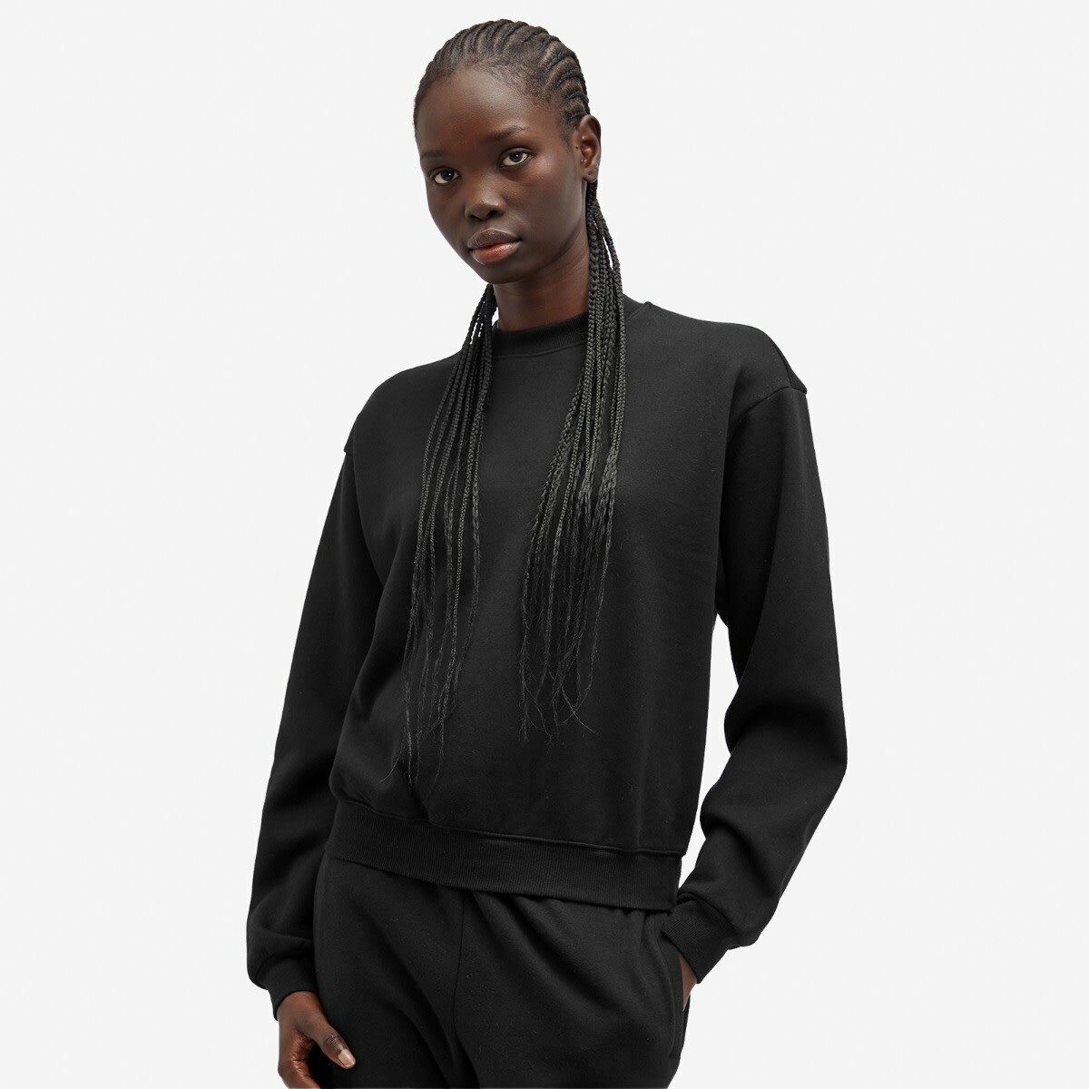 SKIMS Women's Cotton Fleece Classic Crewneck in Onyx