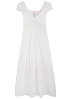 Loveshackfancy Suvi Guipure-lace Detailed Cotton Midi Dress White