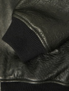 SAINT LAURENT - Teddy Panelled Full-Grain Leather Blouson Jacket - Black