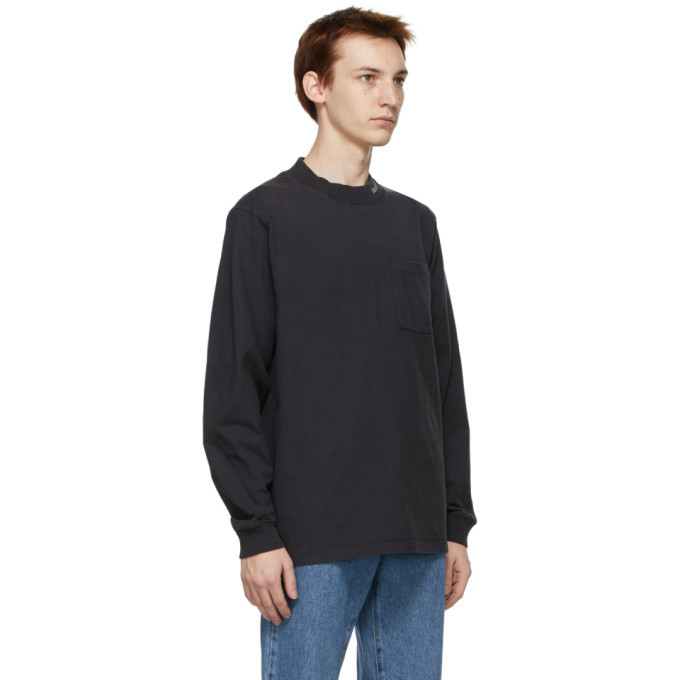 Saturdays NYC Black Dekalb Heavyweight Mockneck Long Sleeve T-Shirt