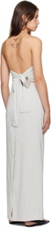 St. Agni Gray Strapless Tie Back Maxi Dress