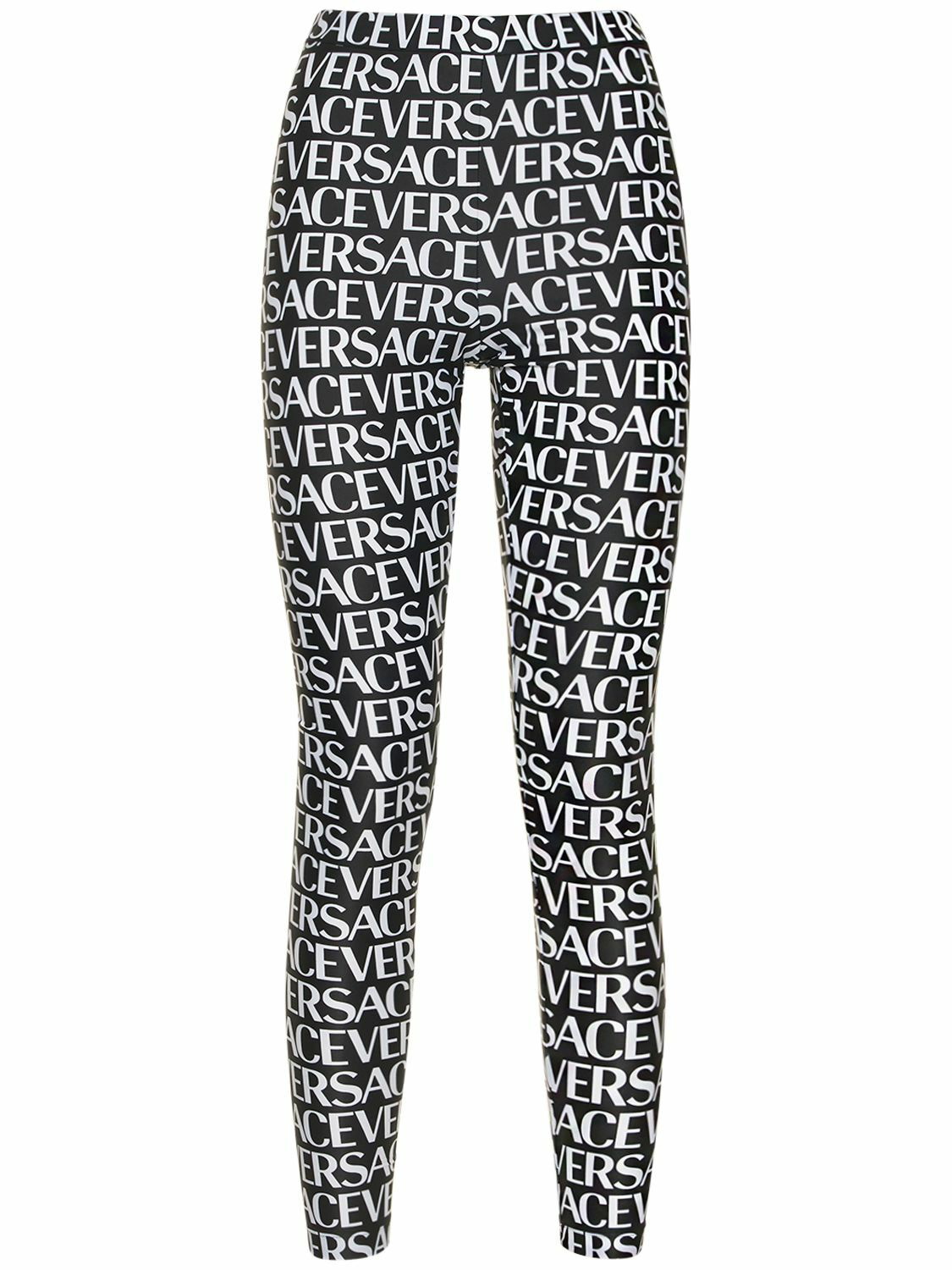 Photo: VERSACE - All Over Logo Print Jersey Leggings