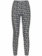 VERSACE - All Over Logo Print Jersey Leggings