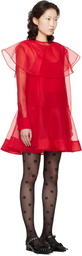 GANNI Red Organza Circle Collar Minidress