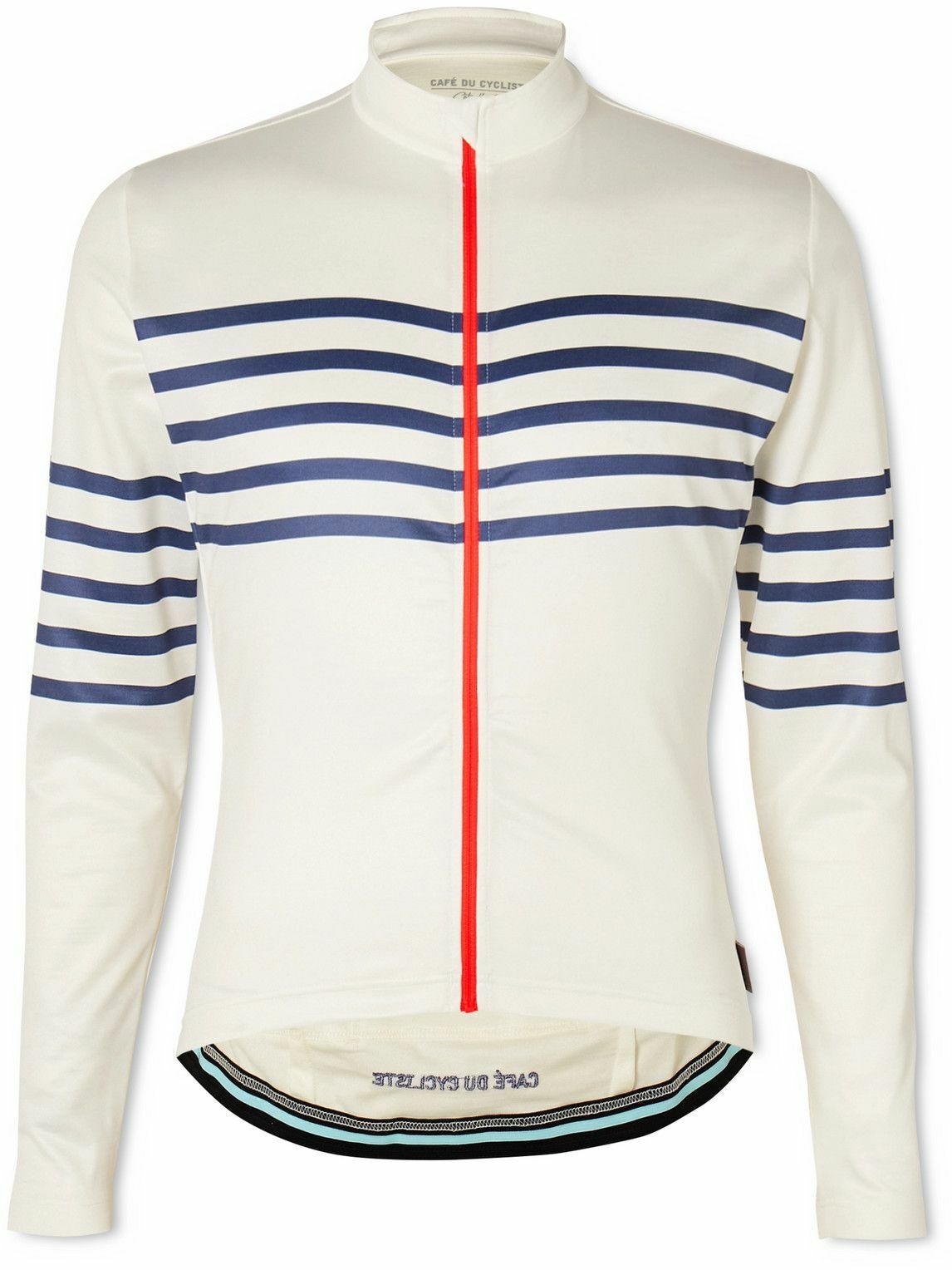 Photo: Café du Cycliste - Claudette Striped Wool-Blend Cycling Jersey - White