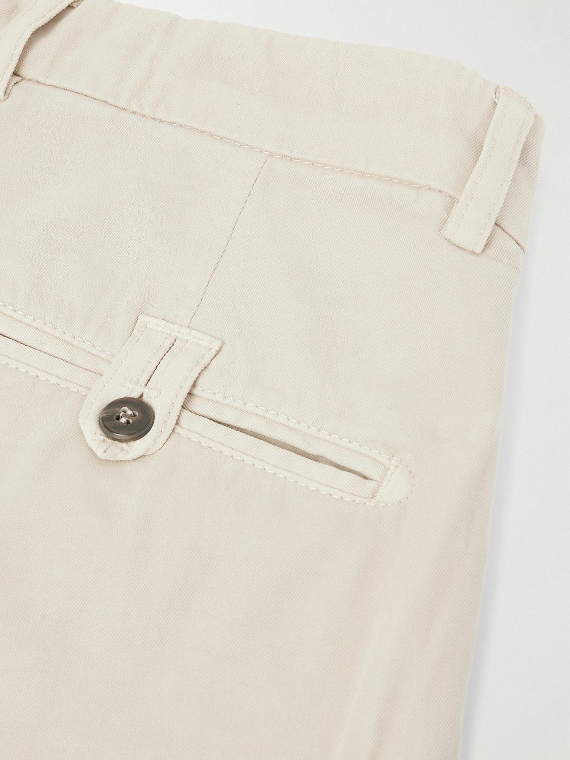 Eleventy - Straight-Leg Pleated Stretch Cotton and Lyocell-Blend Trousers - Neutrals