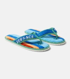Versace Home Striped cotton terry slippers