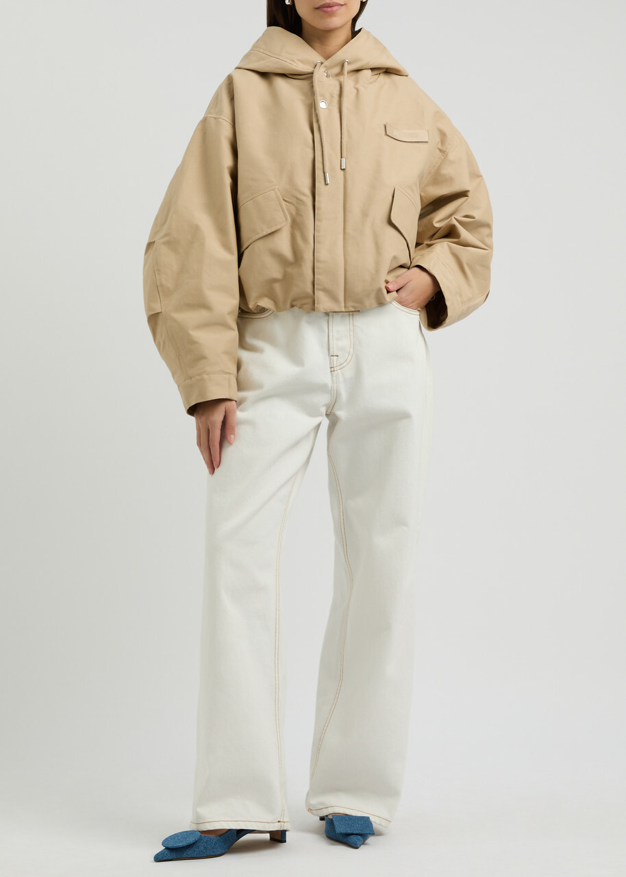 Jacquemus La Parka Courte Caraco Hooded Canvas Jacket Beige Jacquemus