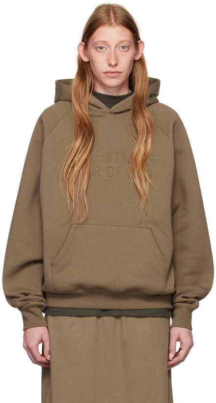 Photo: Fear of God ESSENTIALS Brown Raglan Hoodie